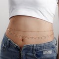 Shell Sequin Rhinestone Waist Chain — gold body chain