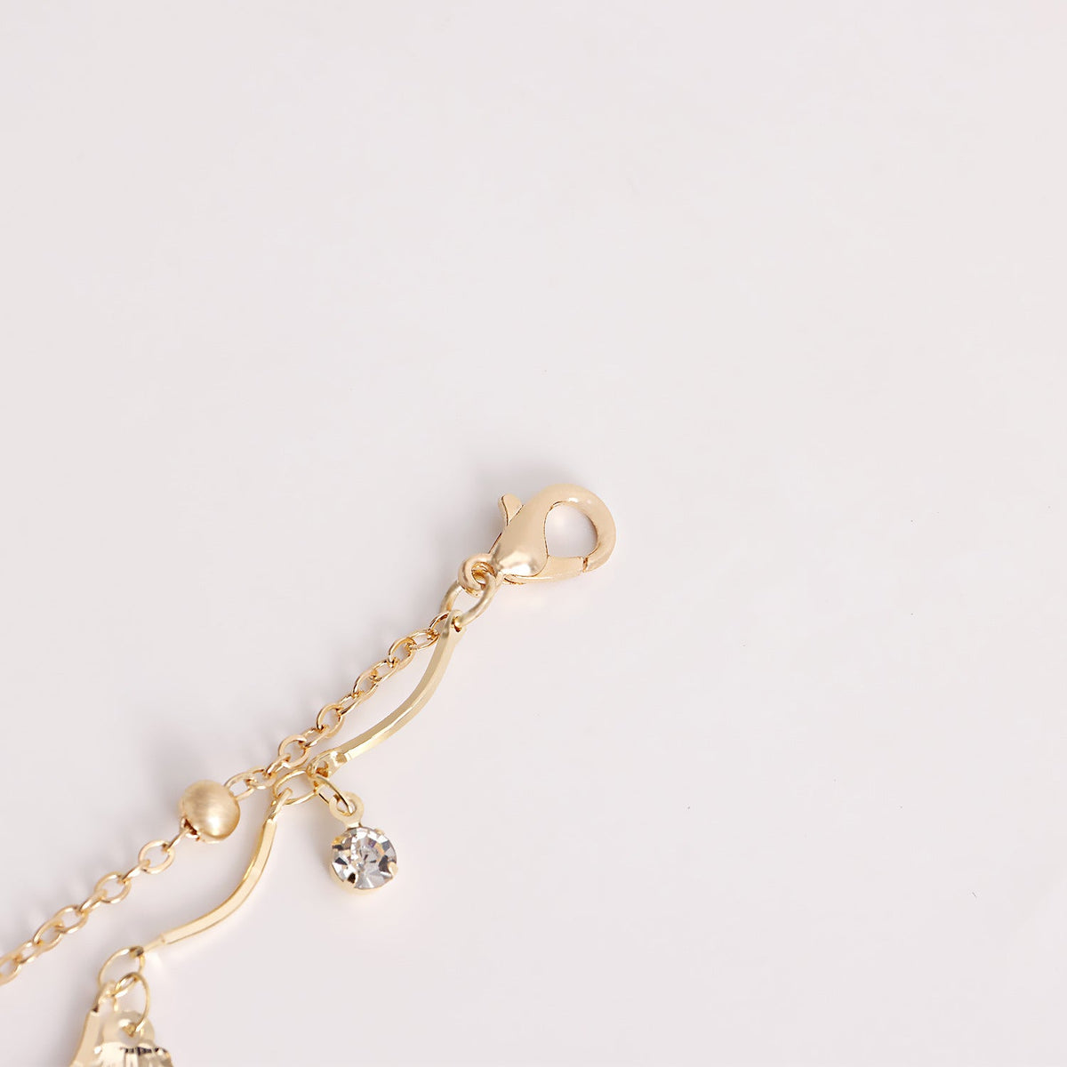 Shell Sequin Rhinestone Waist Chain — gold body chain, view 8