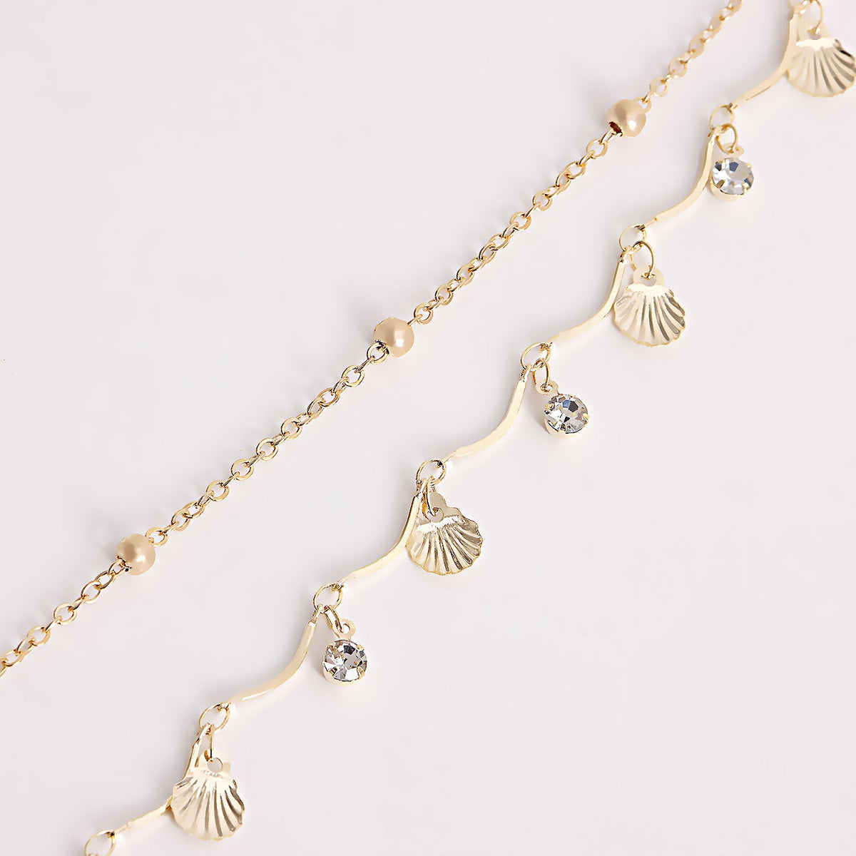 Shell Sequin Rhinestone Waist Chain — gold body chain, view 9