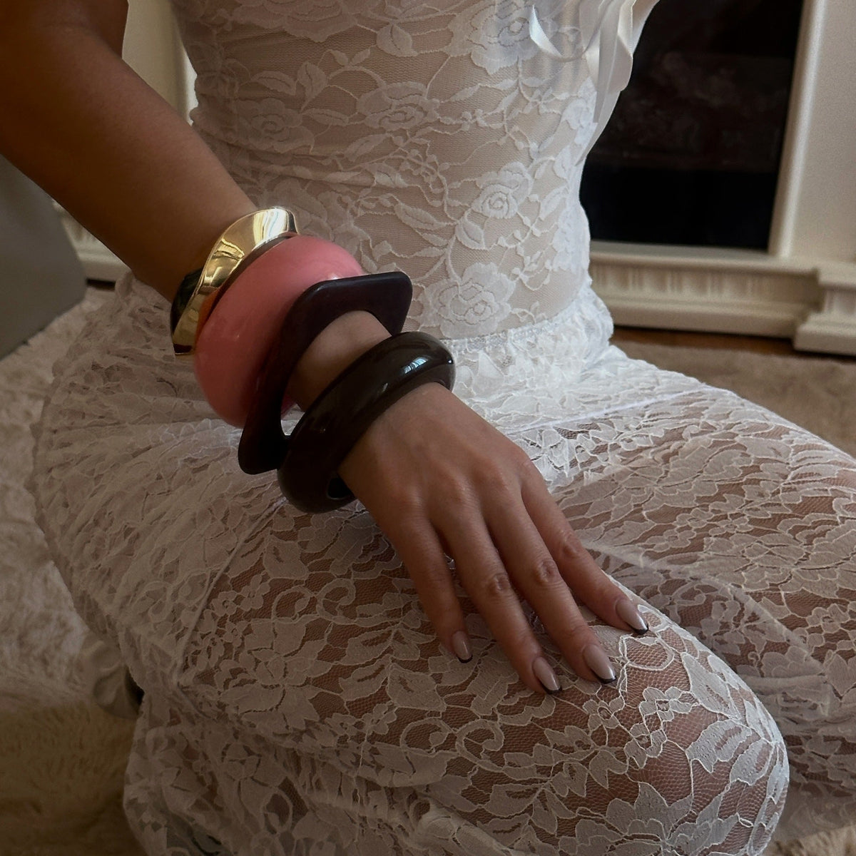 Wide Irregular Acrylic Bracelet — bracelet, view 4