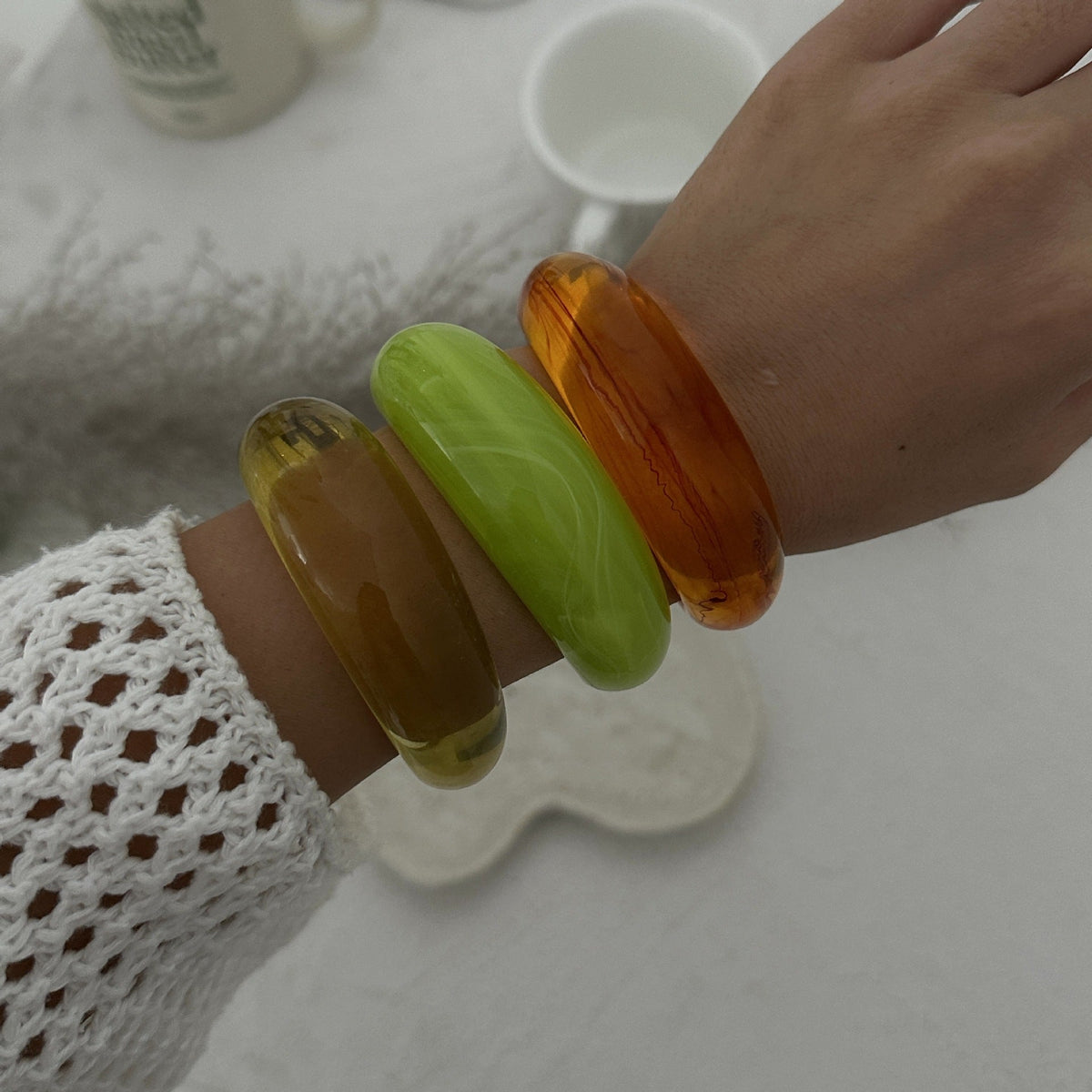 Open Multicolour Acrylic Bracelet — bracelet, view 2