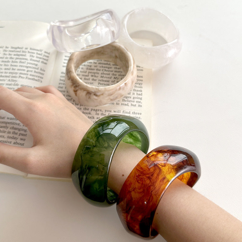 Marbled Wide Acrylic Bracelet — bracelet, view 2