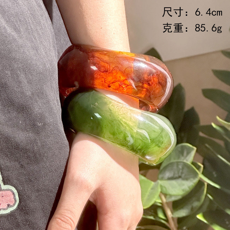 Marbled Wide Acrylic Bracelet — bracelet, view 3