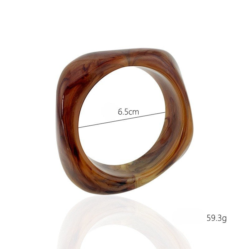 Coffee-Tone Marbled Acrylic Bangle — bracelet, view 5