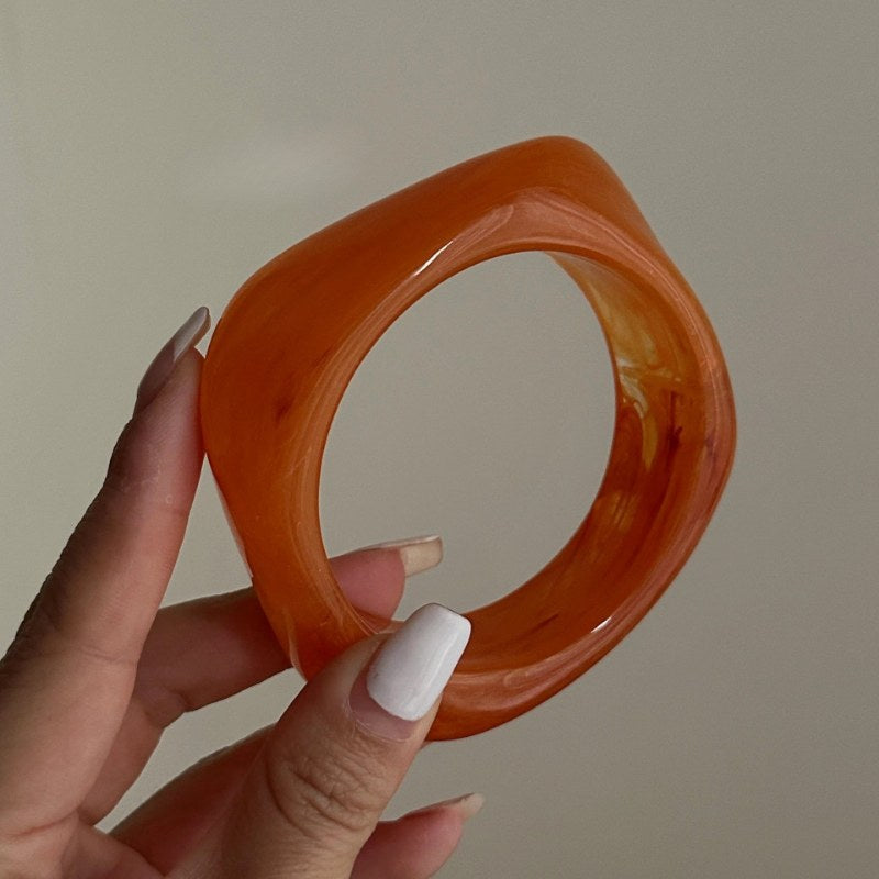 Coffee-Tone Marbled Acrylic Bangle — bracelet, view 7