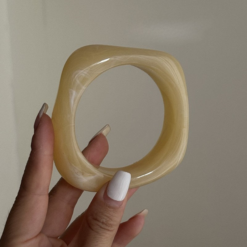 Coffee-Tone Marbled Acrylic Bangle — bracelet, view 8