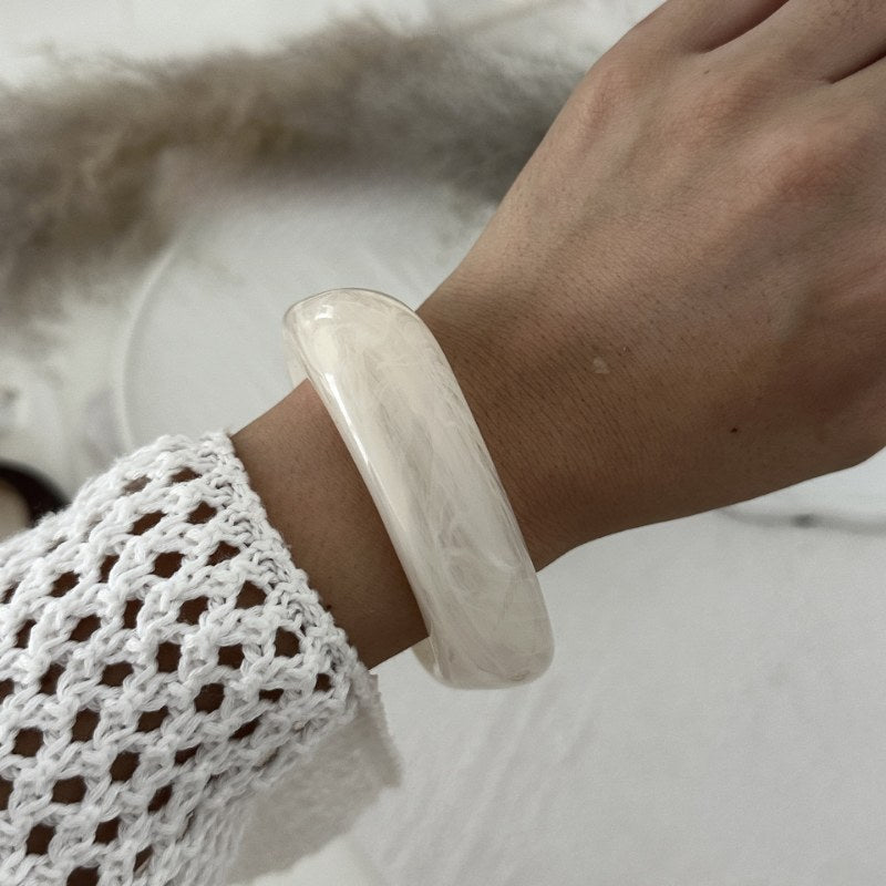 Coffee-Tone Marbled Acrylic Bangle — bracelet, view 9