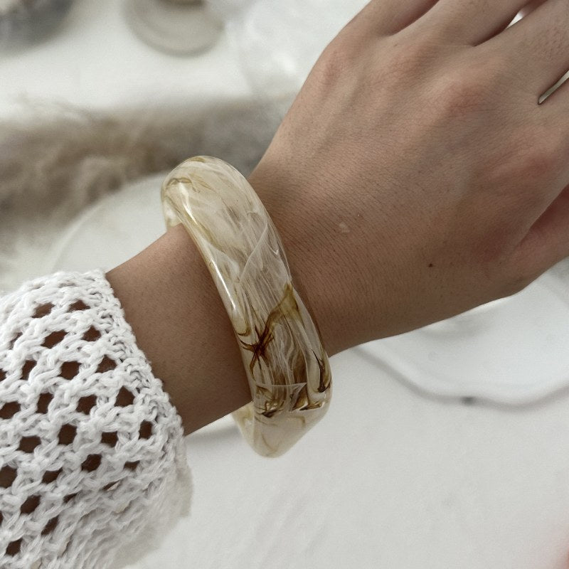 Coffee-Tone Marbled Acrylic Bangle — bracelet, view 10