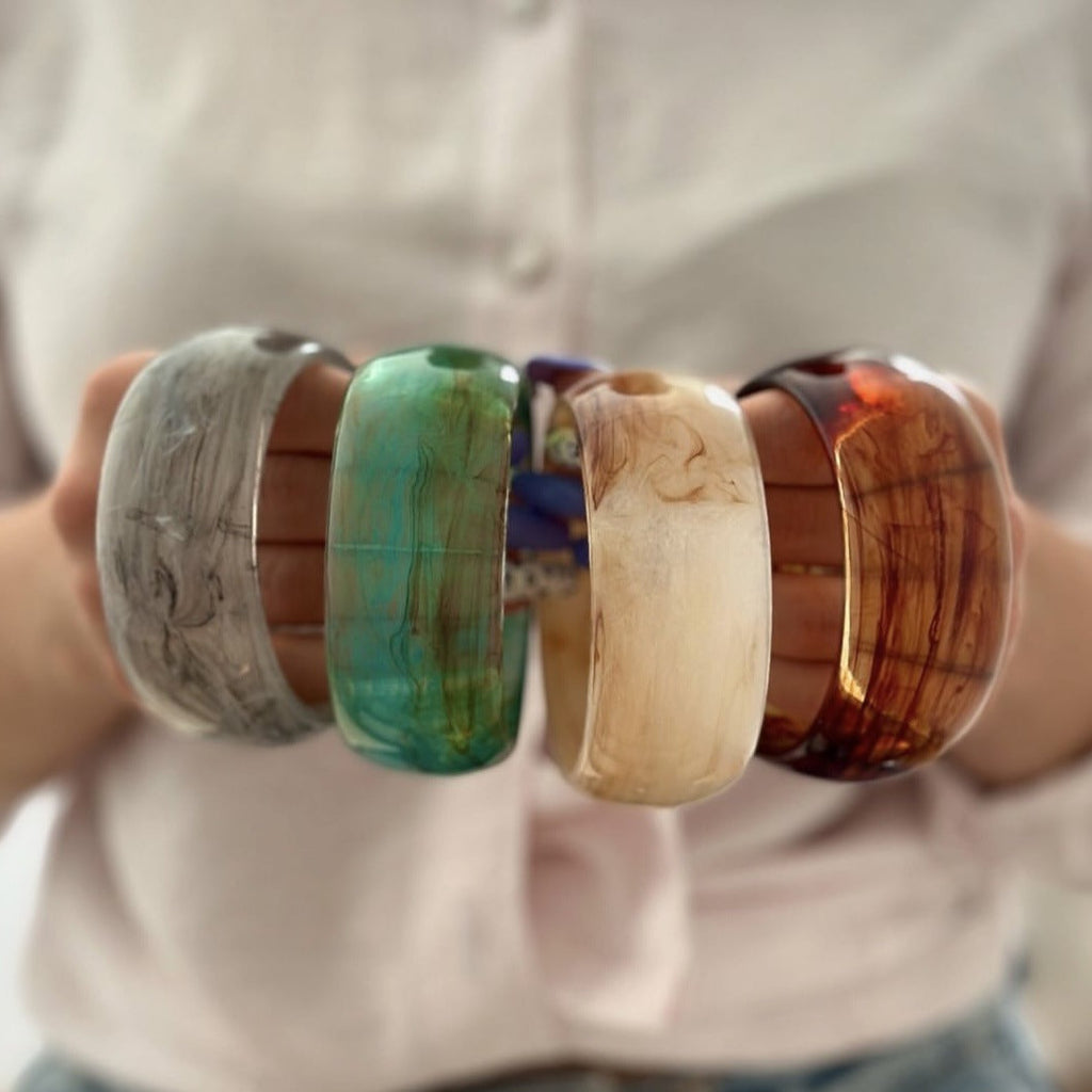 Wide Round Acrylic Bangle — bracelet, view 2