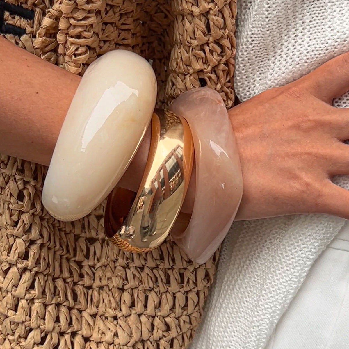 Irregular Wide Acrylic Bracelet — bracelet, view 2