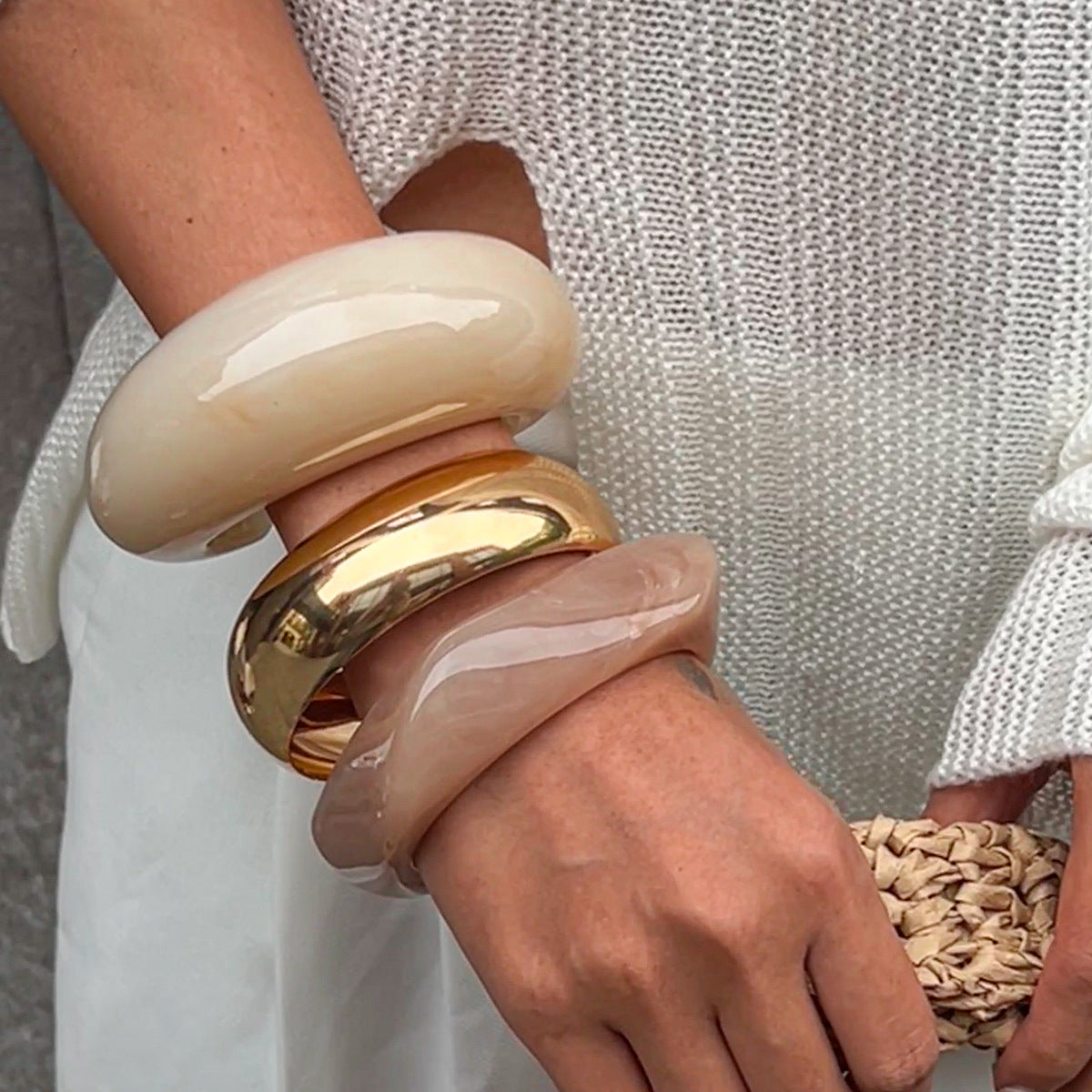 Irregular Wide Acrylic Bracelet — bracelet, view 3