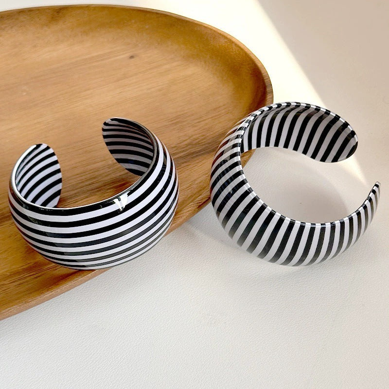 Striped Wide Acrylic Bracelet — bracelet