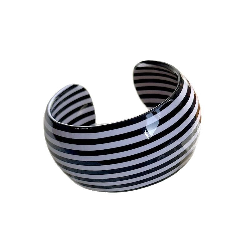 Striped Wide Acrylic Bracelet — bracelet, view 5