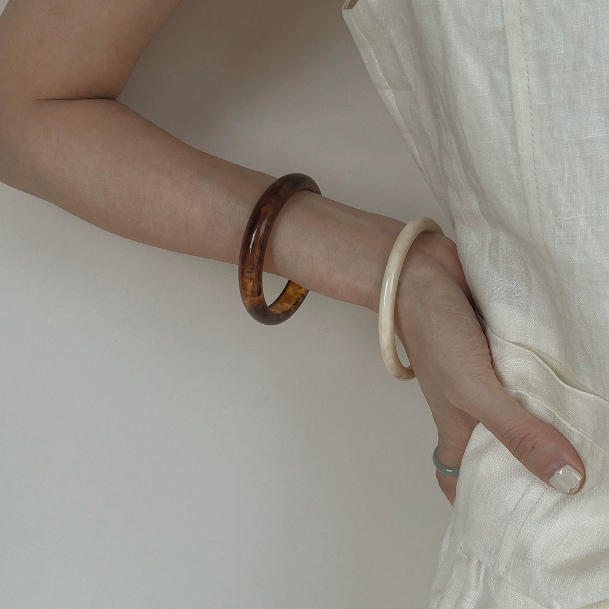 Marbled Irregular Acrylic Bracelet — bracelet, view 4
