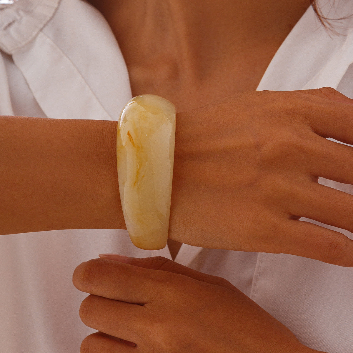 Open Style Marbled Acrylic Bracelet — bracelet, view 3