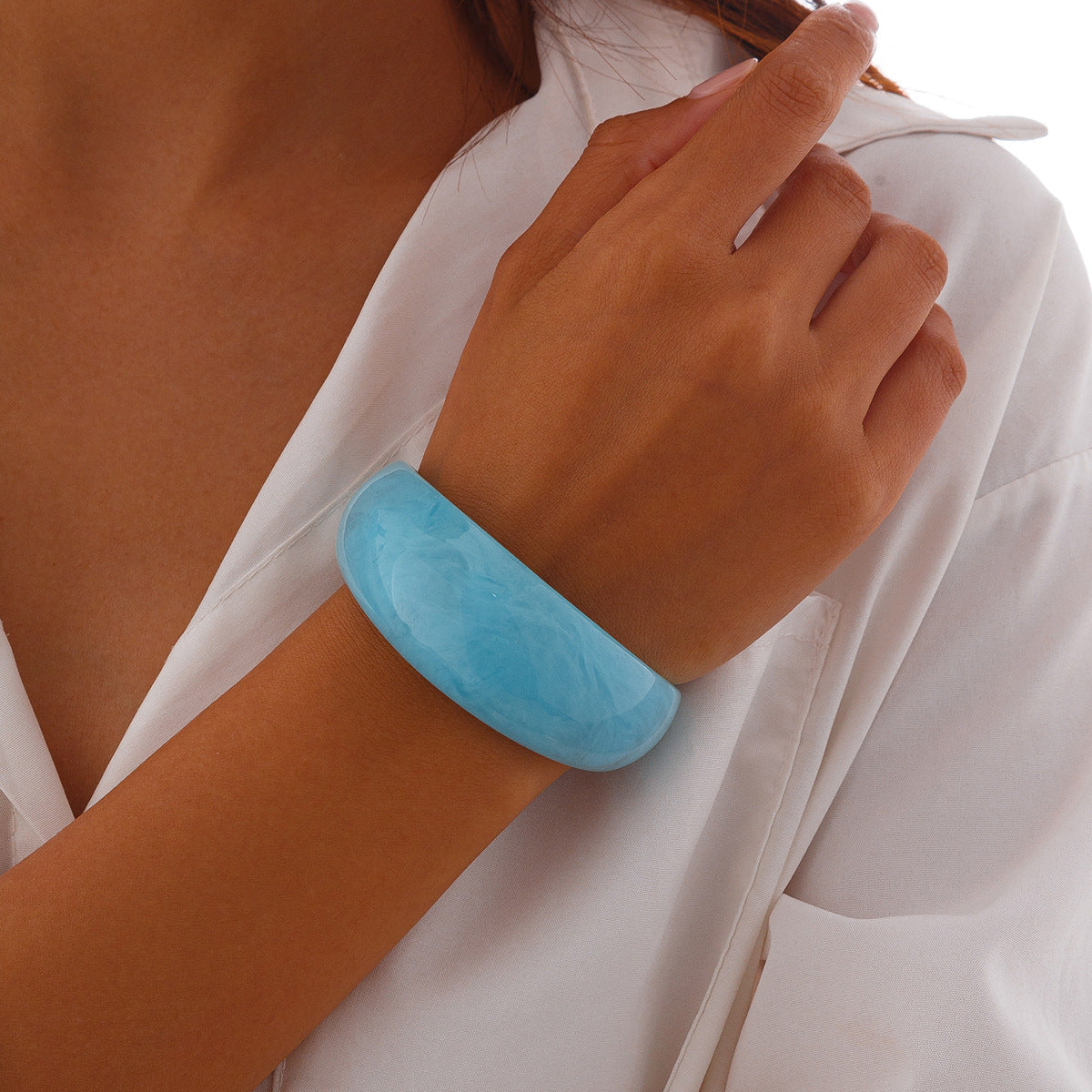 Open Style Marbled Acrylic Bracelet — bracelet, view 4