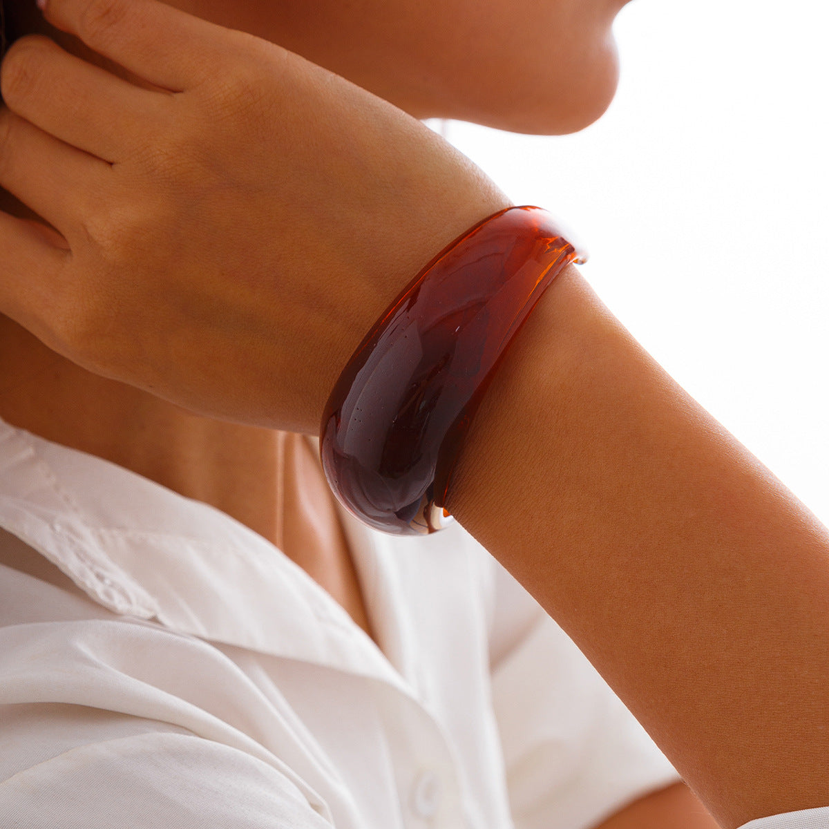 Open Style Marbled Acrylic Bracelet — bracelet, view 6