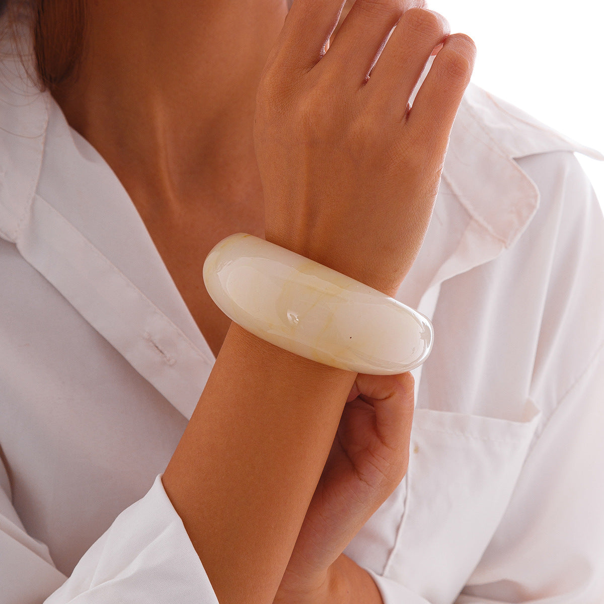 Open Style Marbled Acrylic Bracelet — bracelet, view 8