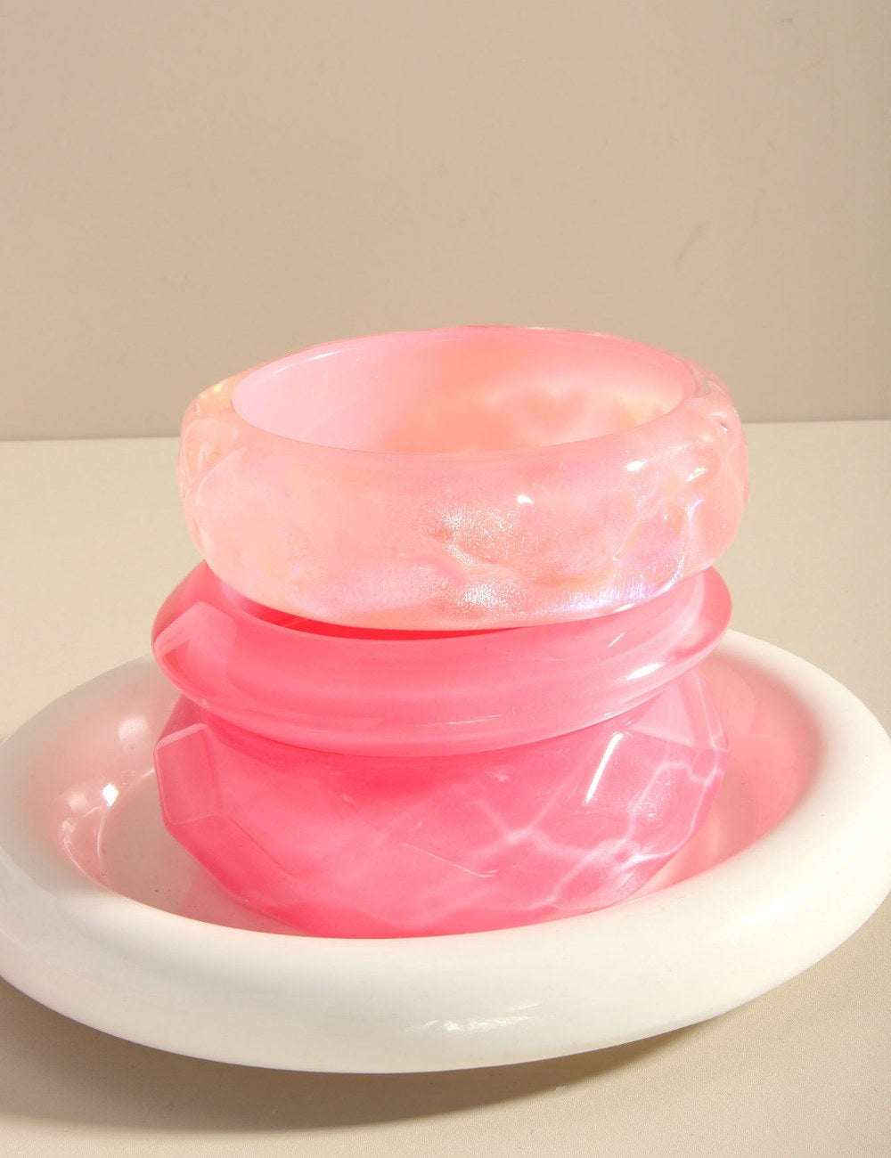 Shiny Pink Acrylic Bangle — bracelet