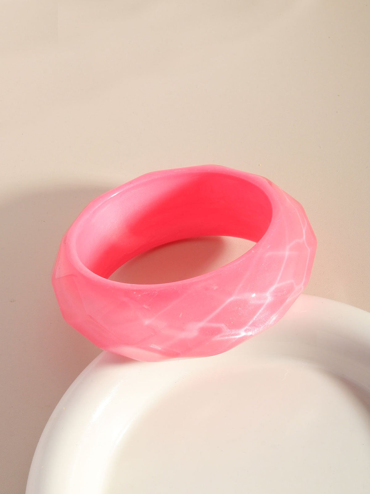Shiny Pink Acrylic Bangle — bracelet, view 5