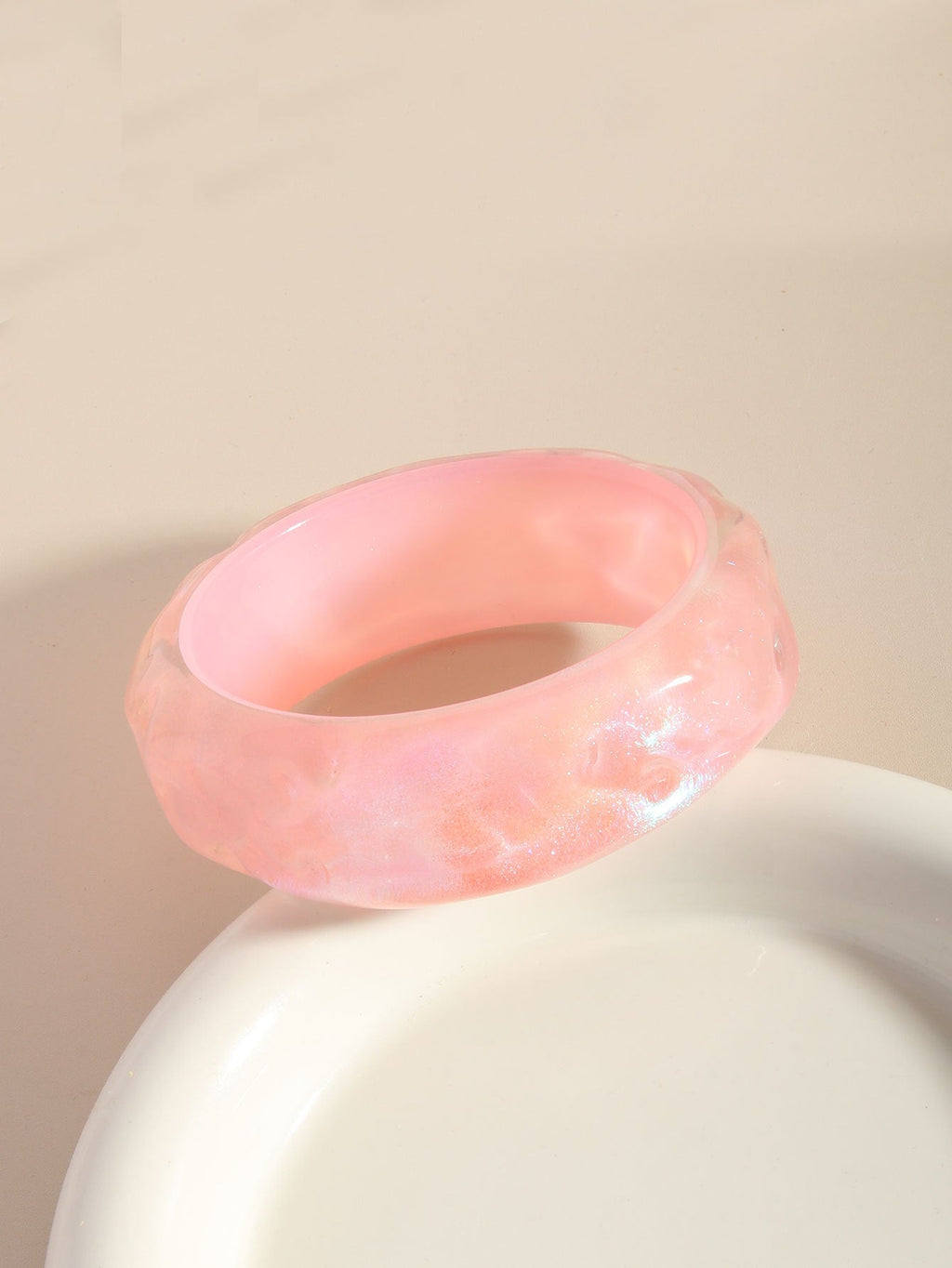 Shiny Pink Acrylic Bangle — bracelet, view 6