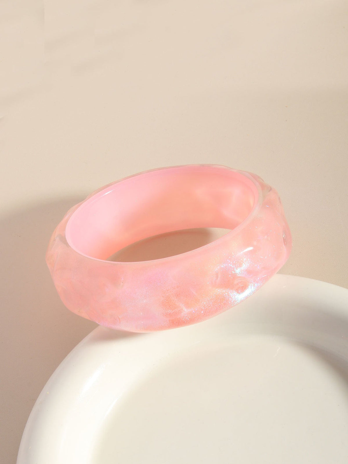 Shiny Pink Acrylic Bangle — bracelet, view 6