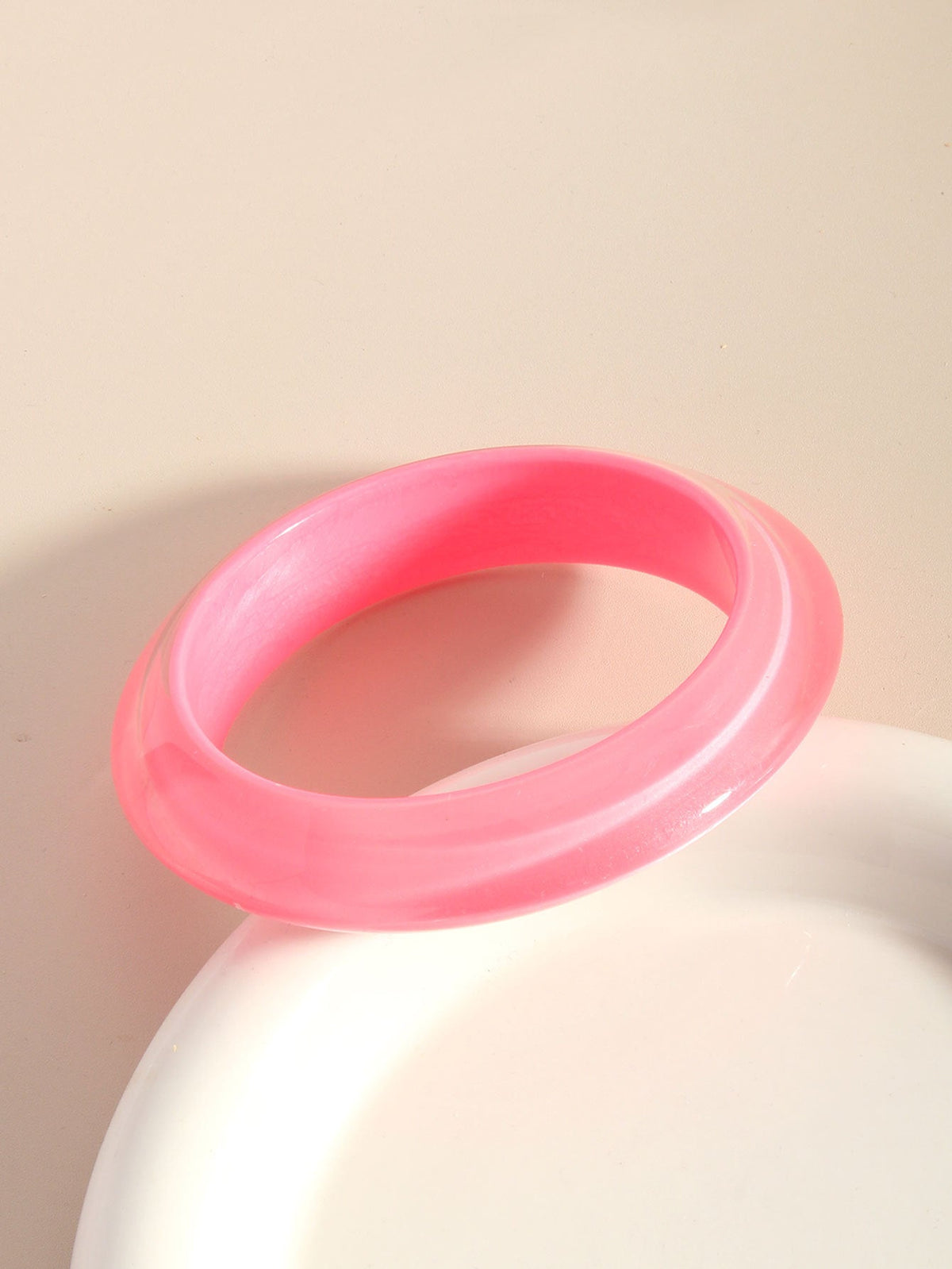 Shiny Pink Acrylic Bangle — bracelet, view 7