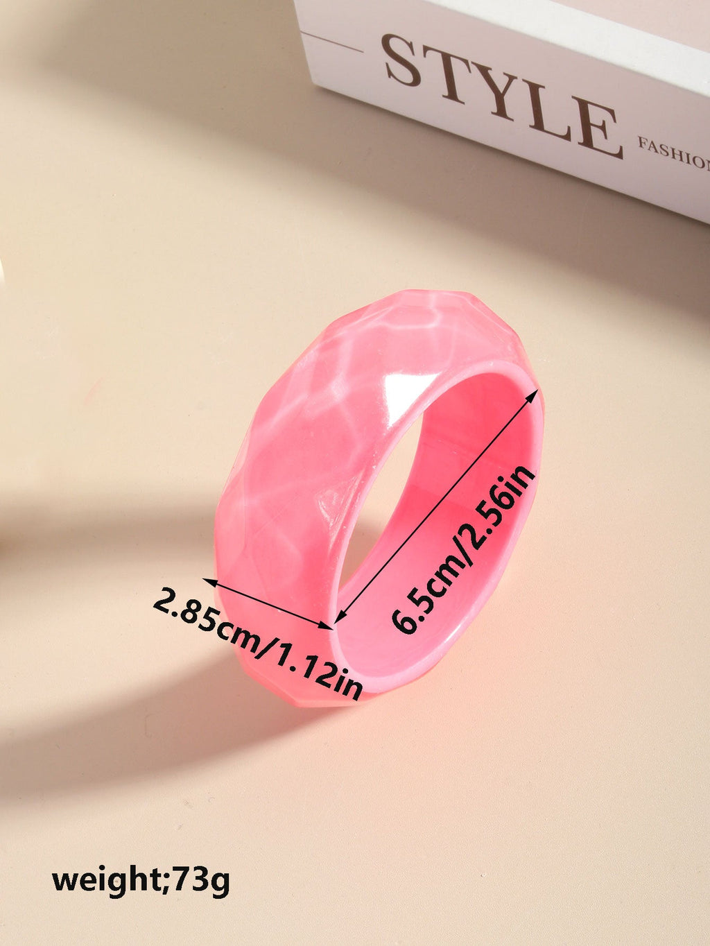 Shiny Pink Acrylic Bangle — bracelet, view 8