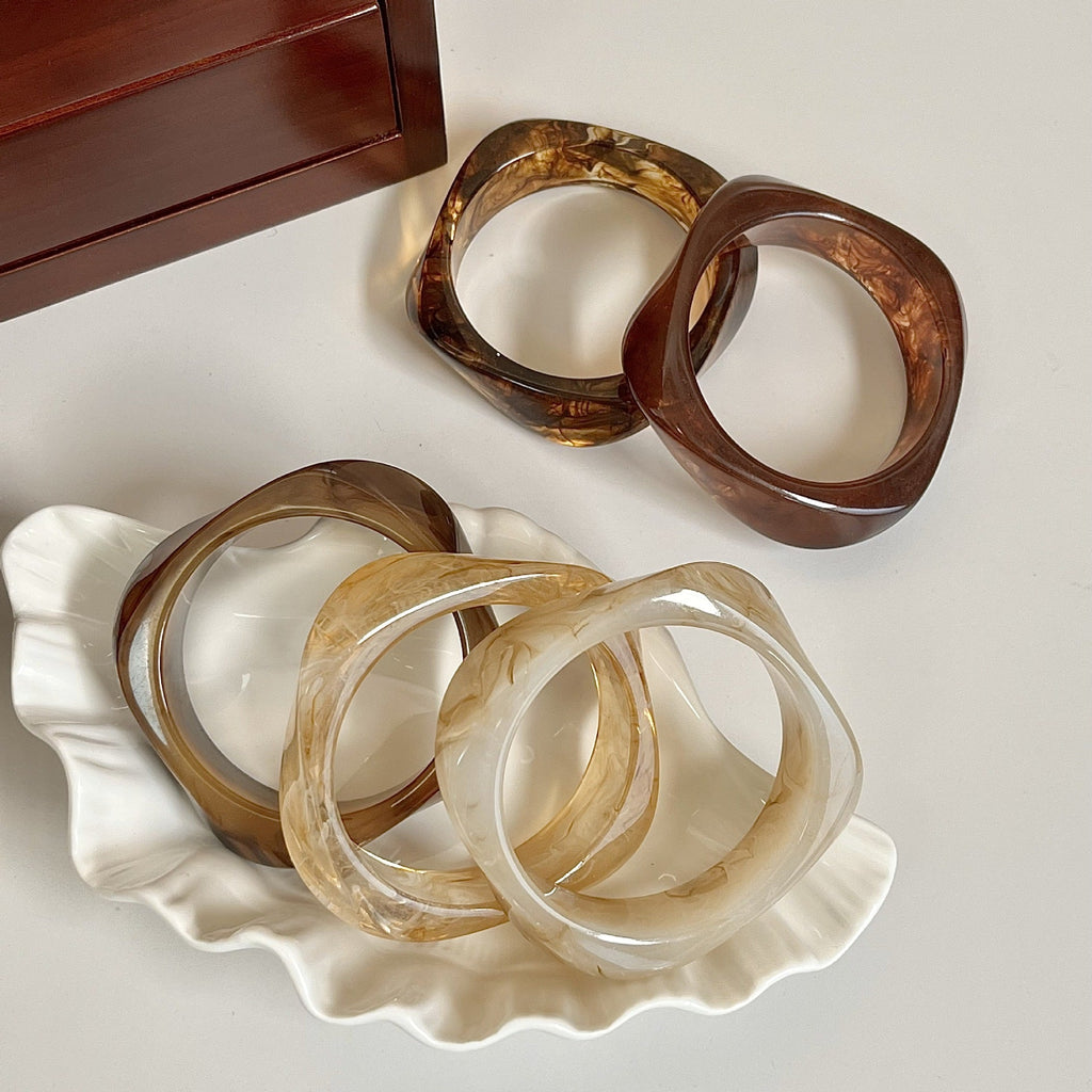 Tortoiseshell Polygon Acrylic Bracelet — bracelet, view 2