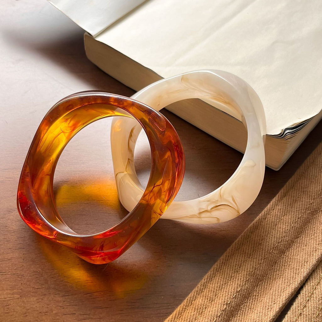 Tortoiseshell Polygon Acrylic Bracelet — bracelet, view 3