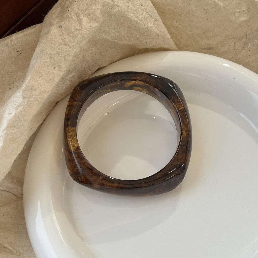 Tortoiseshell Polygon Acrylic Bracelet — bracelet, view 4