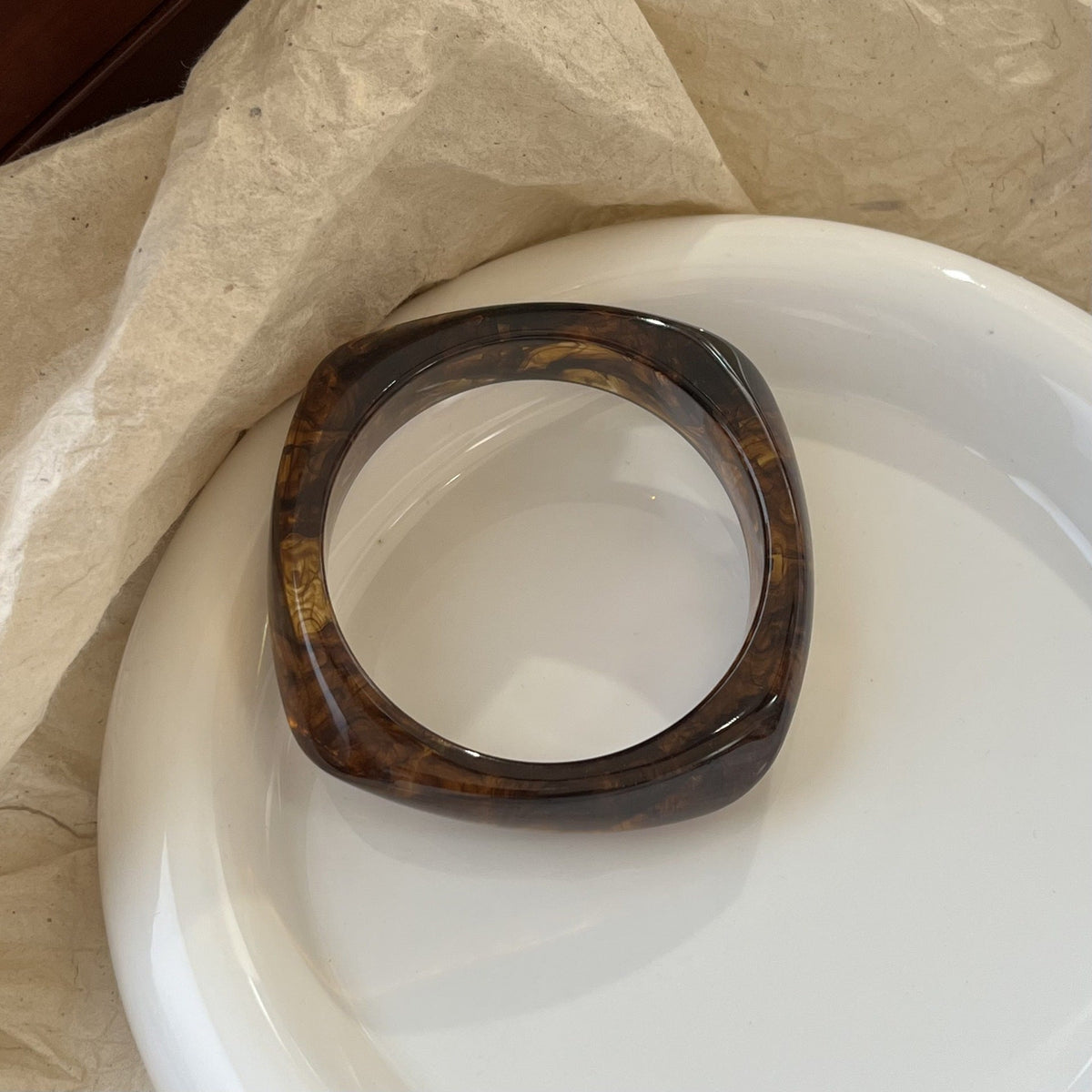 Tortoiseshell Polygon Acrylic Bracelet — bracelet, view 4