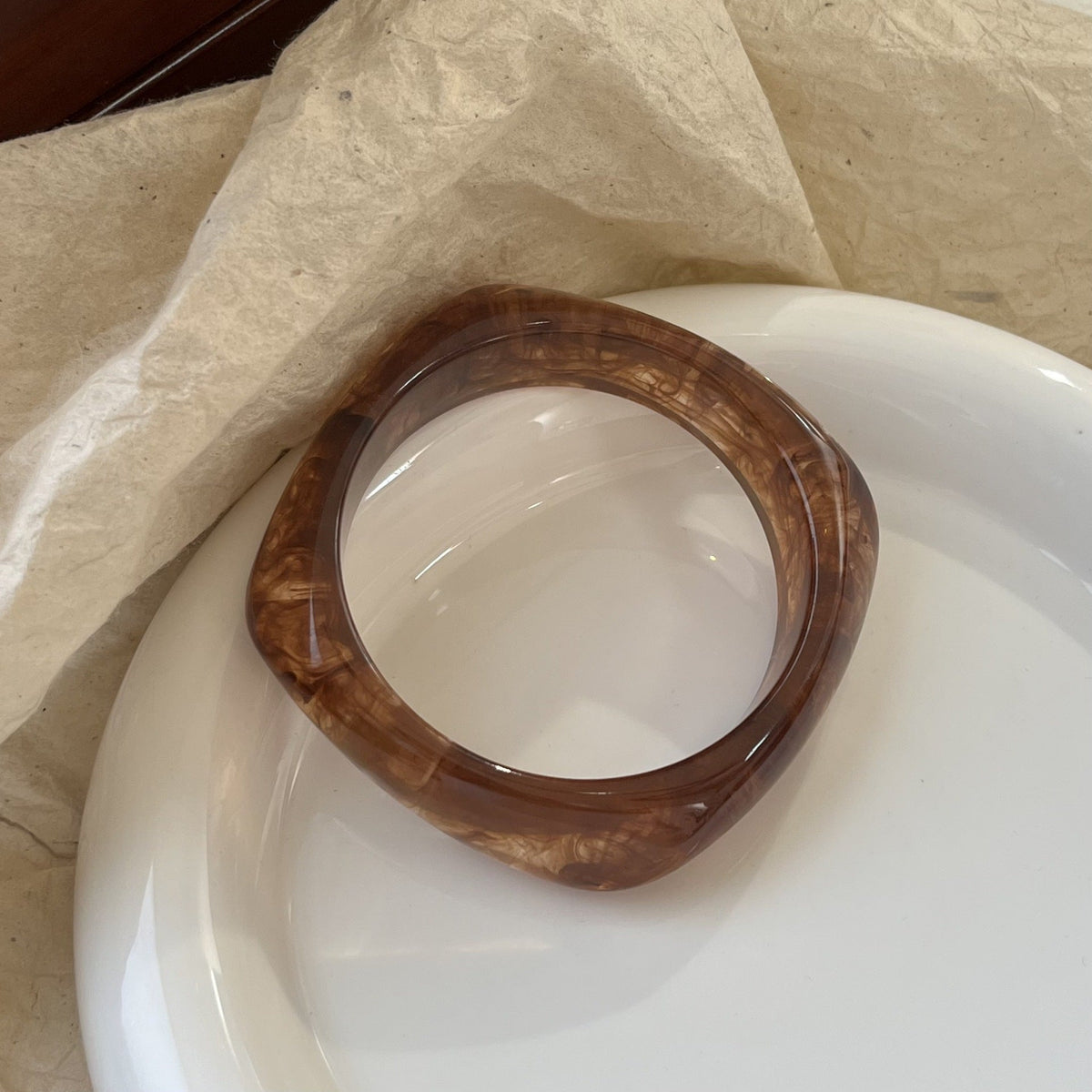 Tortoiseshell Polygon Acrylic Bracelet — bracelet, view 5