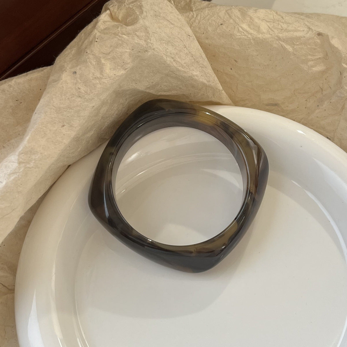 Tortoiseshell Polygon Acrylic Bracelet — bracelet, view 8