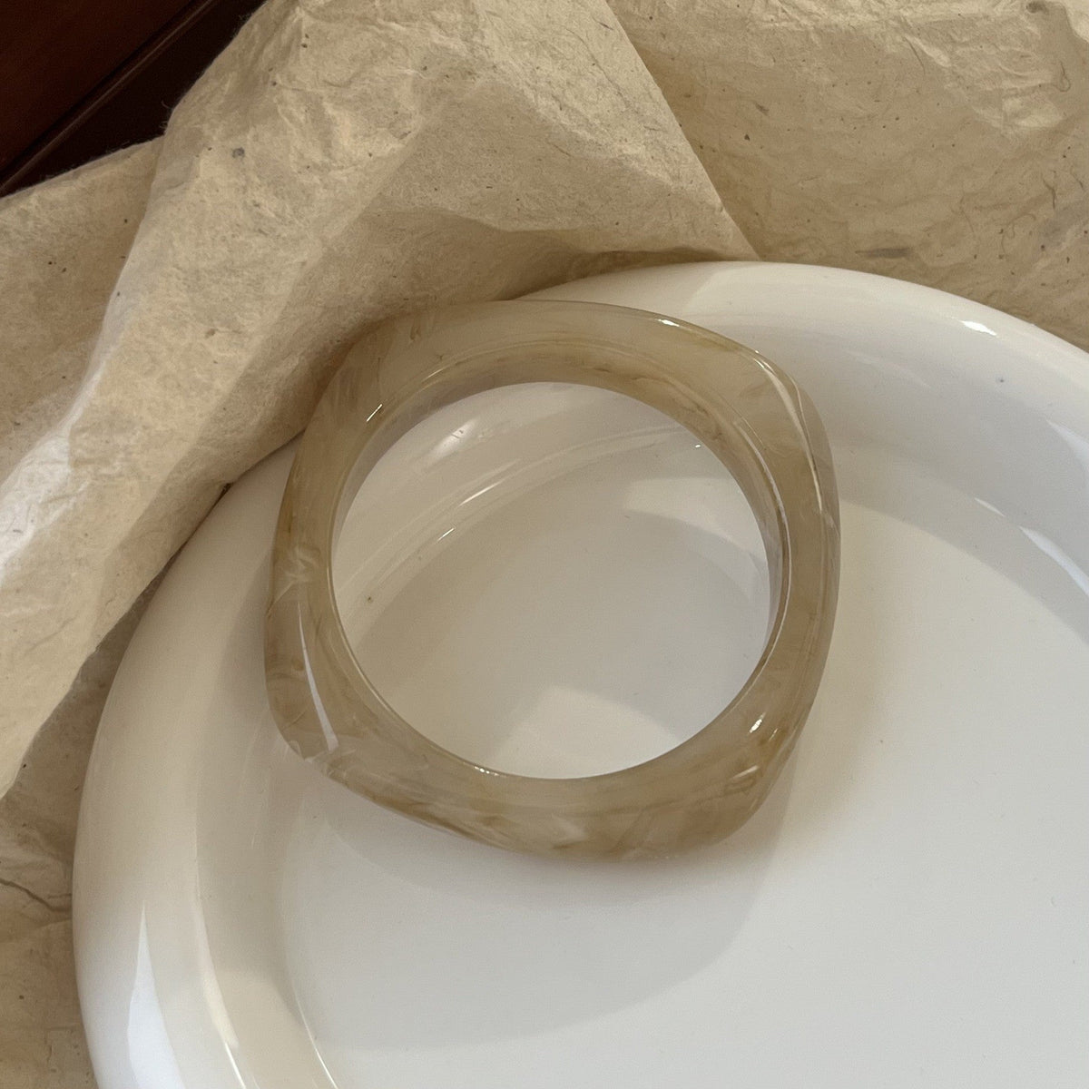 Tortoiseshell Polygon Acrylic Bracelet — bracelet, view 10