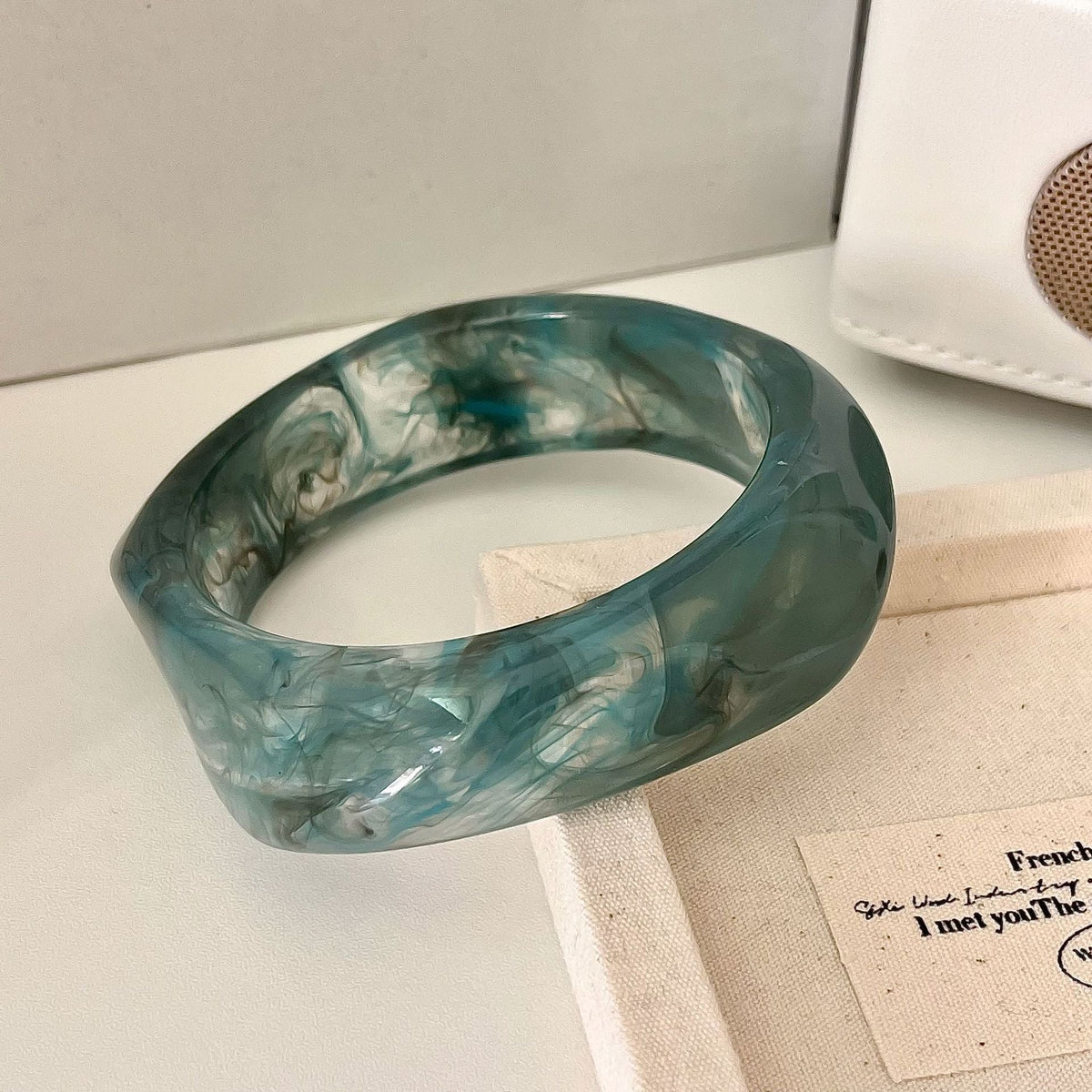 Tortoiseshell Polygon Acrylic Bracelet — bracelet, view 13