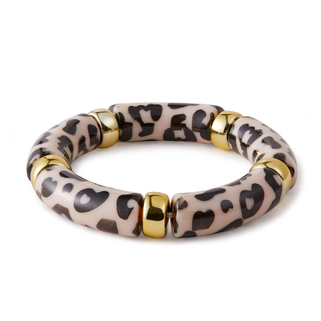 Leopard Print Spliced Acrylic Bracelet — bracelet, view 3