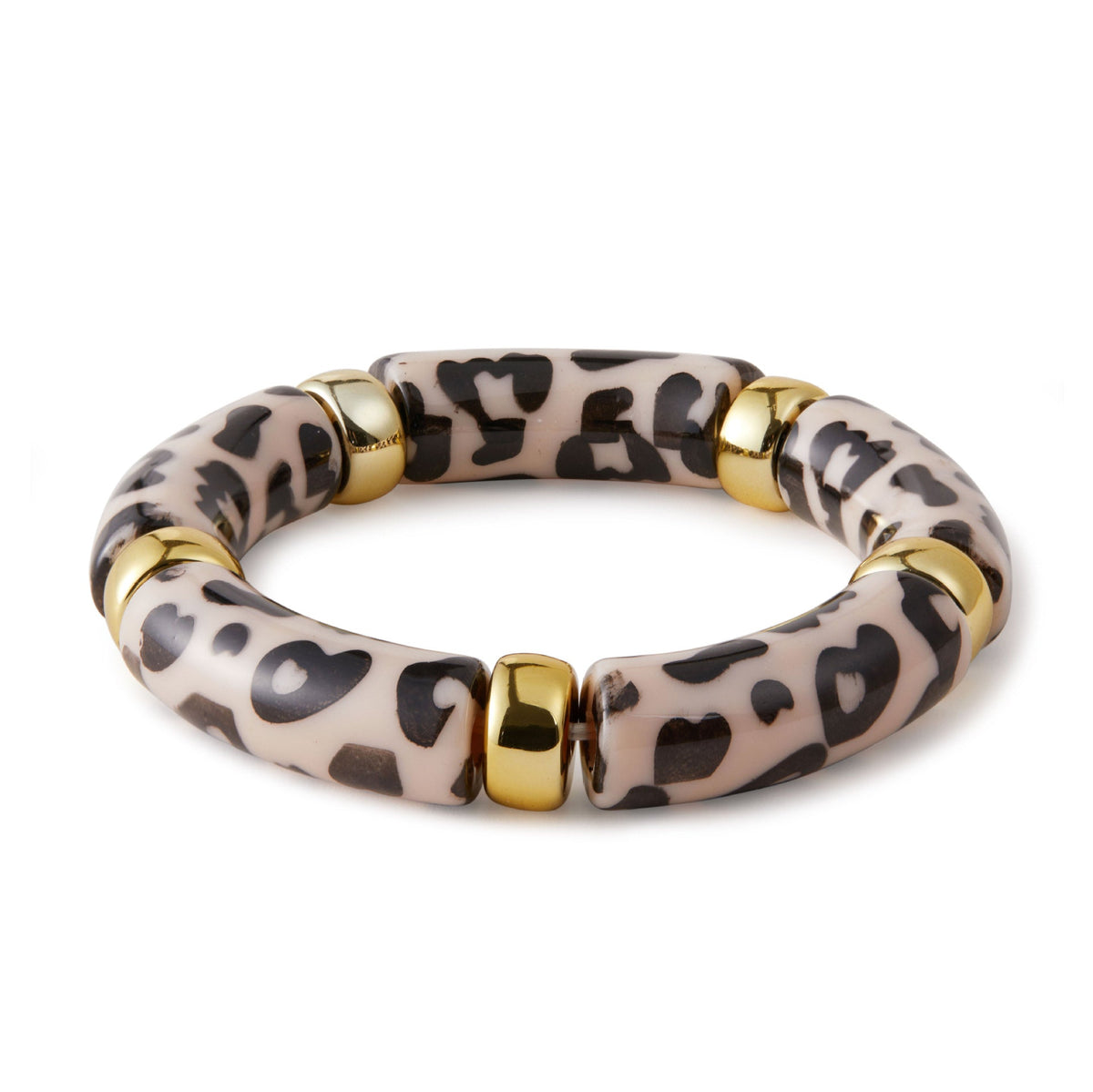 Leopard Print Spliced Acrylic Bracelet — bracelet, view 3