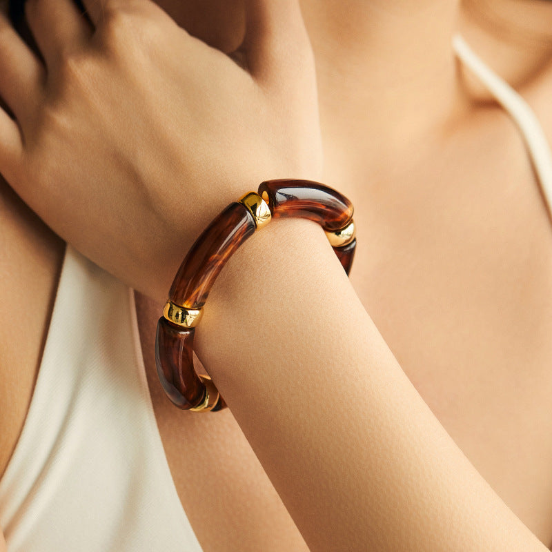 Leopard Print Spliced Acrylic Bracelet — bracelet, view 7