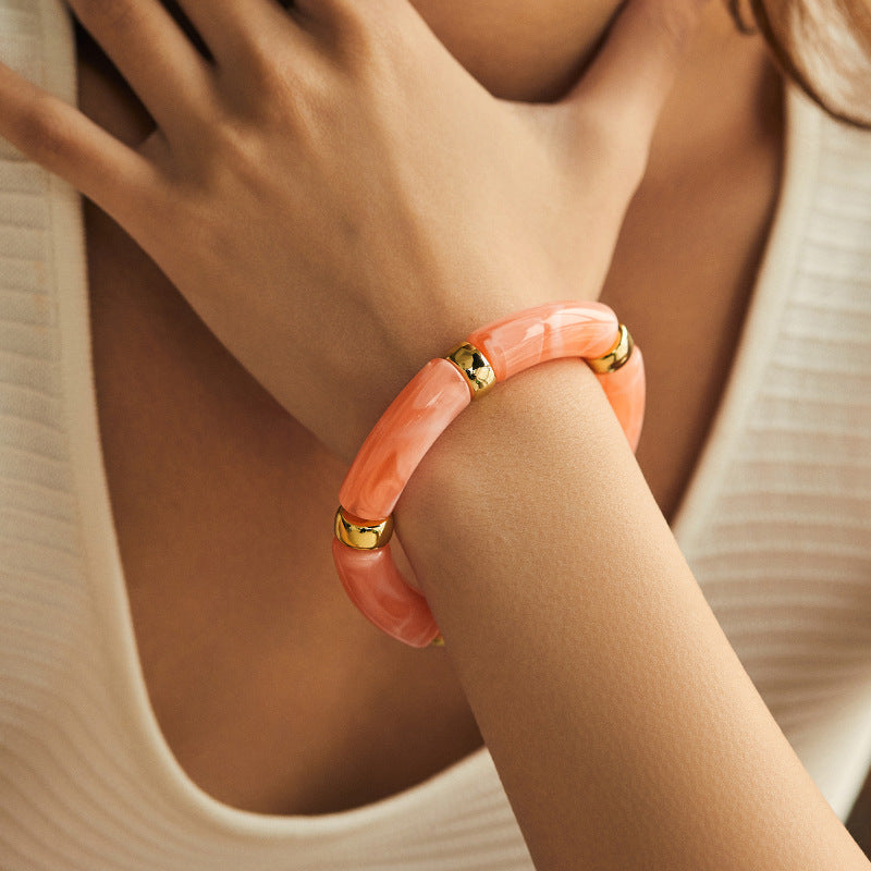 Leopard Print Spliced Acrylic Bracelet — bracelet, view 8