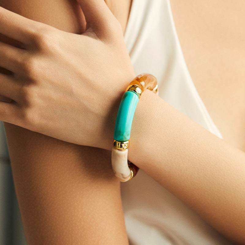 Leopard Print Spliced Acrylic Bracelet — bracelet, view 9