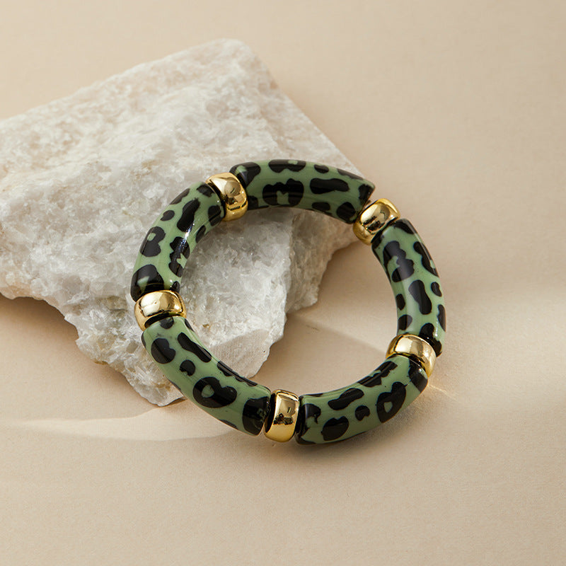Leopard Print Spliced Acrylic Bracelet — bracelet, view 13