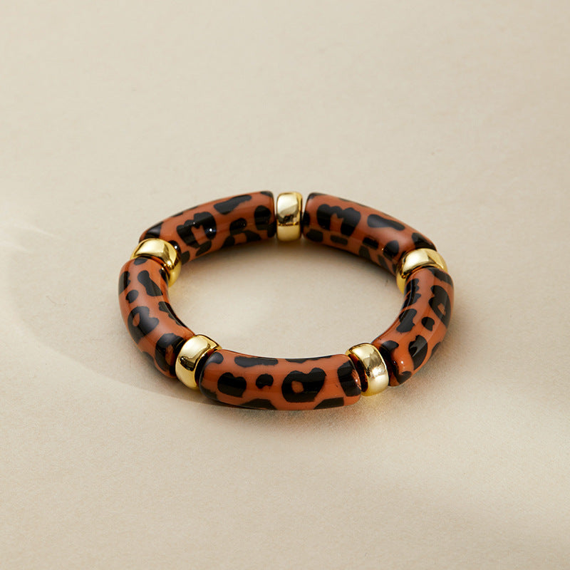 Leopard Print Spliced Acrylic Bracelet — bracelet, view 14
