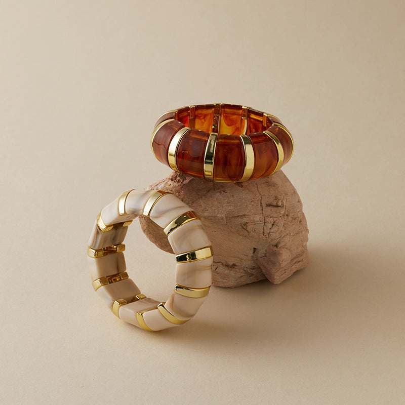 Stretchy Marbled Acrylic Bracelet — bracelet
