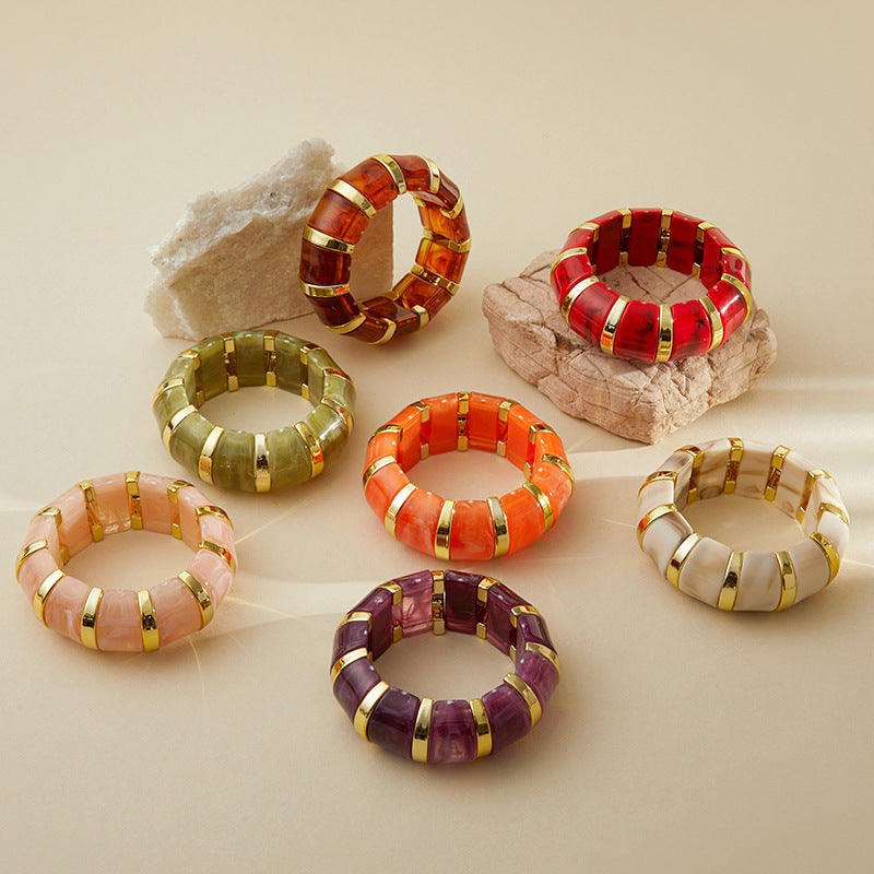 Stretchy Marbled Acrylic Bracelet — bracelet, view 2