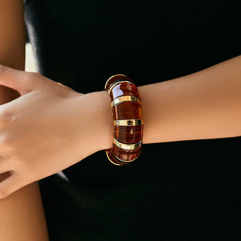 Stretchy Marbled Acrylic Bracelet — bracelet, view 4