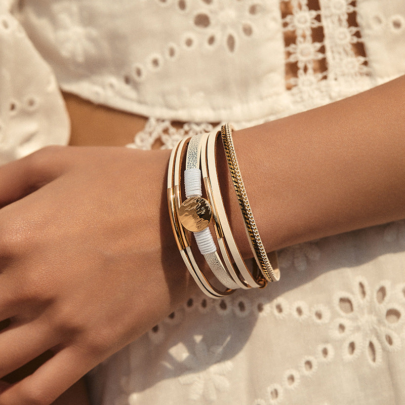 Layered PU Leather Bracelet — bracelet, view 2