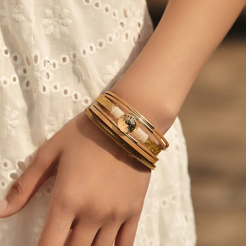 Layered PU Leather Bracelet — bracelet, view 4