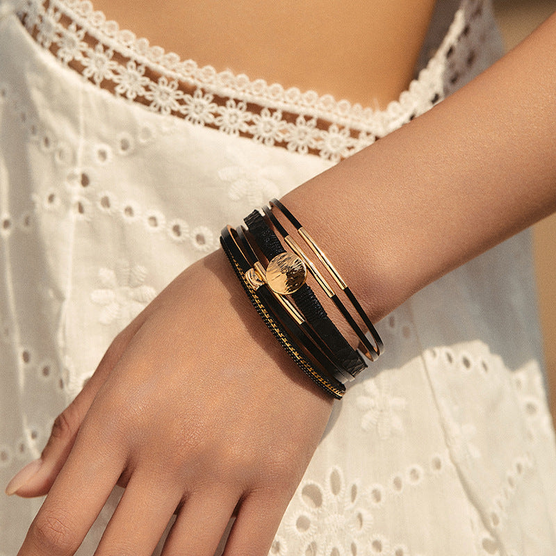 Layered PU Leather Bracelet — bracelet, view 5