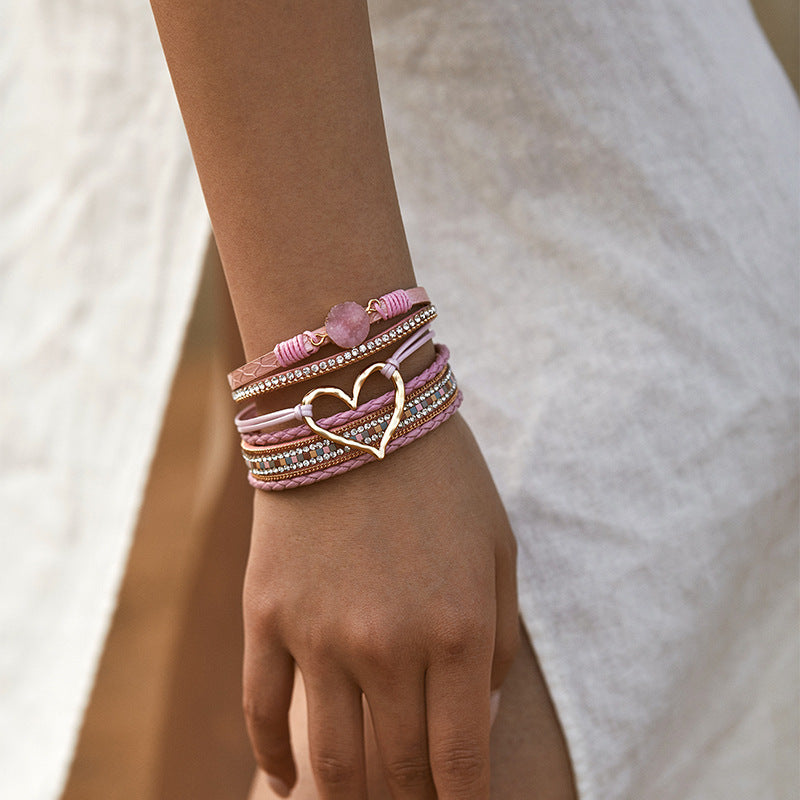 Bohemian Rhinestone Leather Bracelet — bracelet, view 3